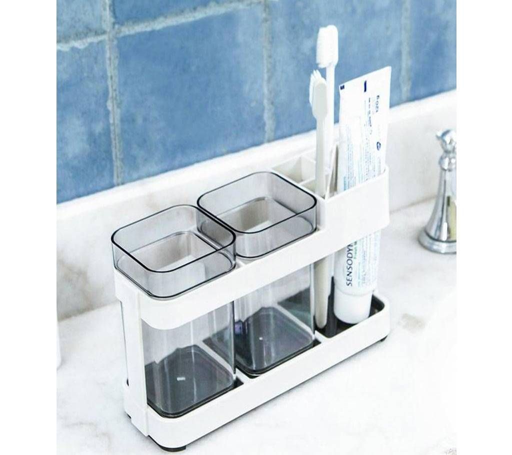  plastic toothbrush holder with 2 gargle cups