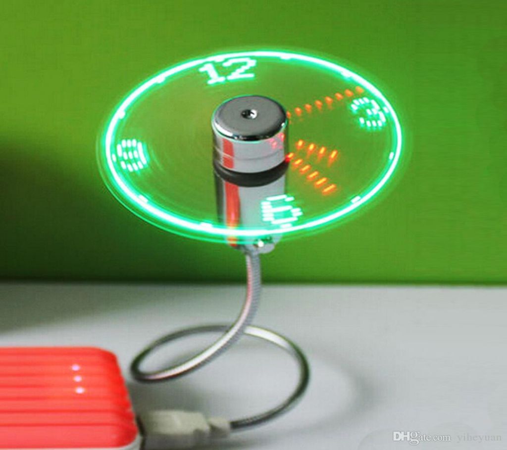 USB LED clock fan