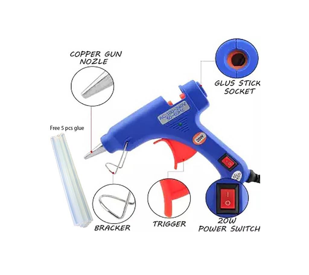 Ultra Fast Hot Melt Glue Gun - 20 W with 5 pcs Glue Stick (Small Size)