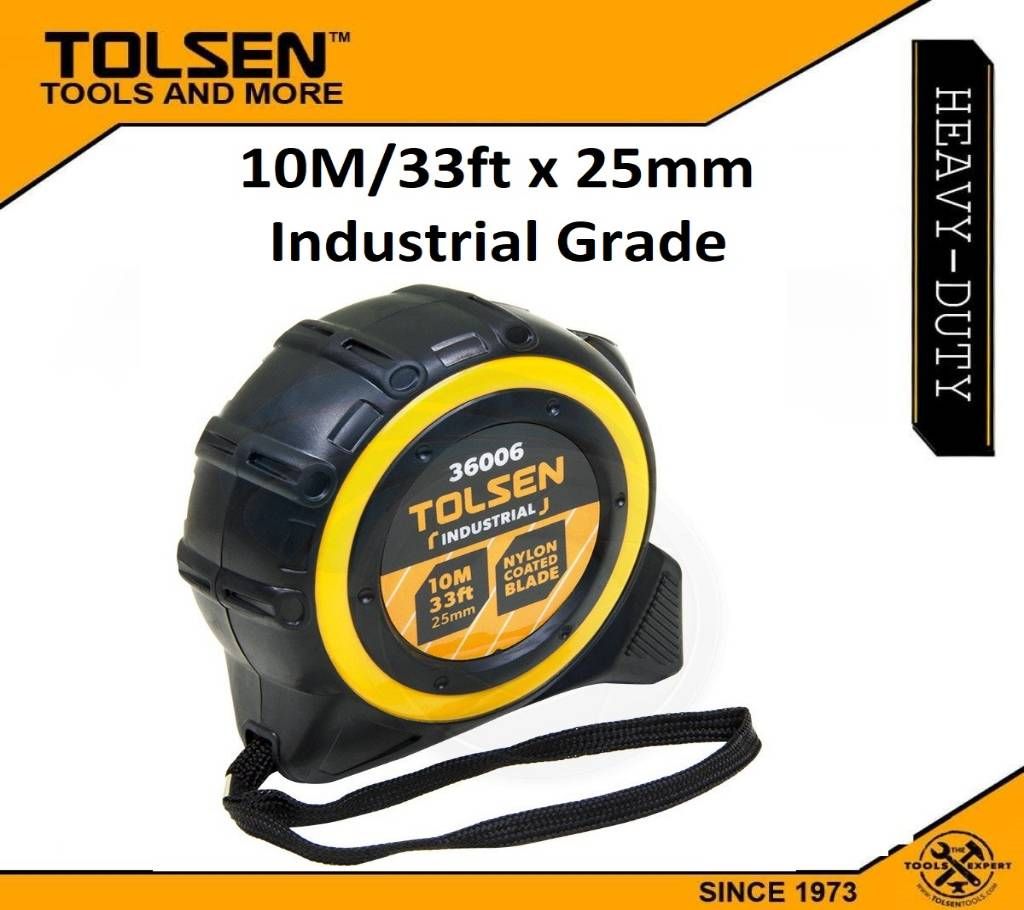 TOLSEN 10M 33FT Nylon Coated Heavy Duty Measuring Tape Metric Imperial 36006