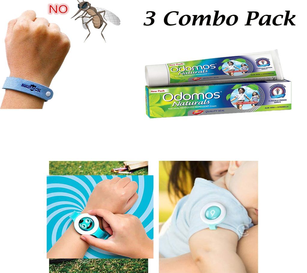 3 combo pack (Odomos, Anti Mosquito Bracelet, Mosquito Repellent Buckle)