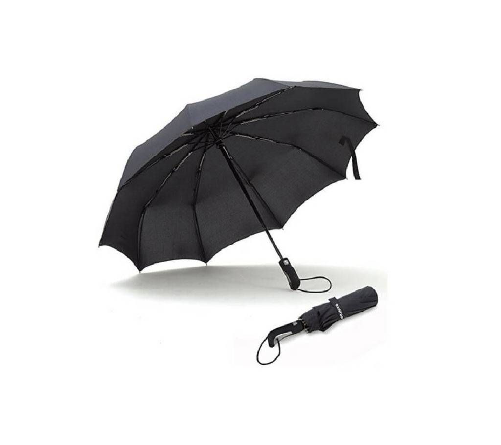Black Automatic 10 Bone Folding Umbrella - Men's corporate style 