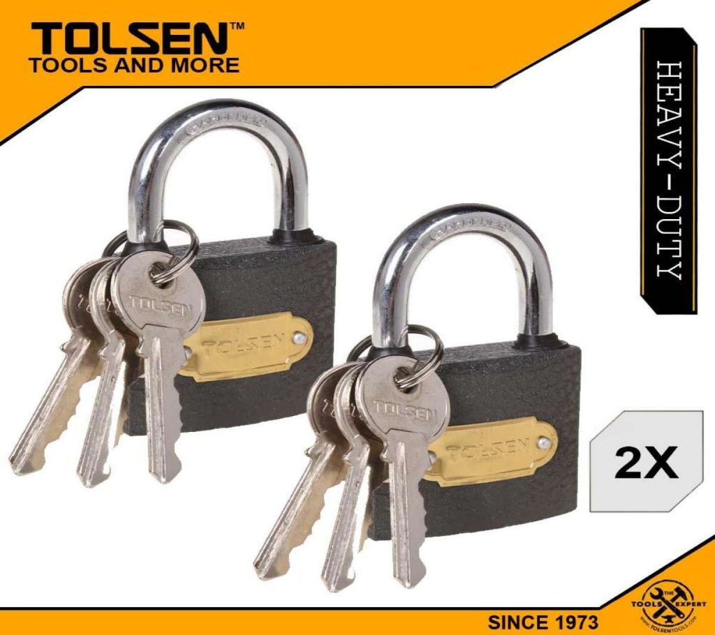 Tolsen (2pcs) Heavy Duty Iron Padlock with 3 Iron Keys (38mm 125g) 55134