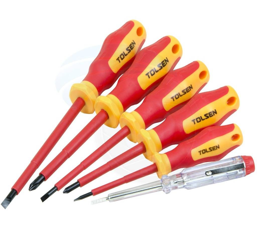 Tolsen 6pcs VDE Power Insulated 1000V Flat Phillips Handle Screwdrivers Set /38013