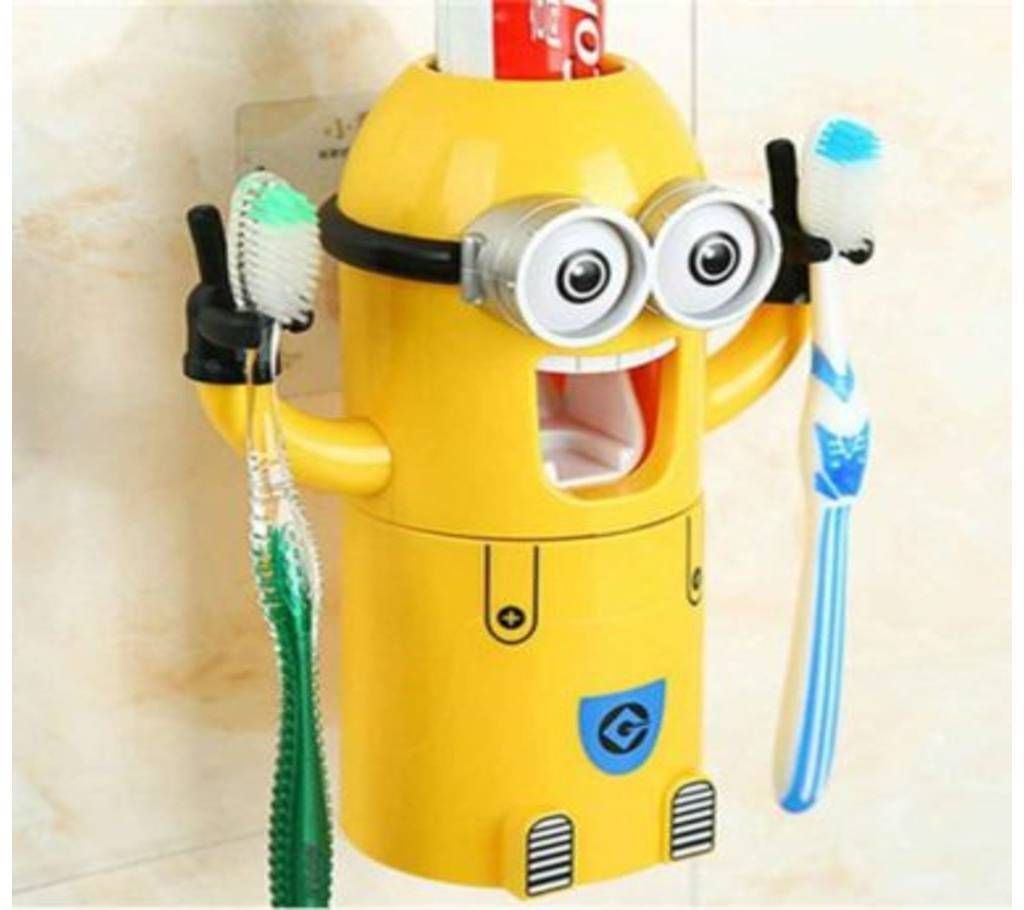 Minion Toothpaste Dispenser + Brush Holder.