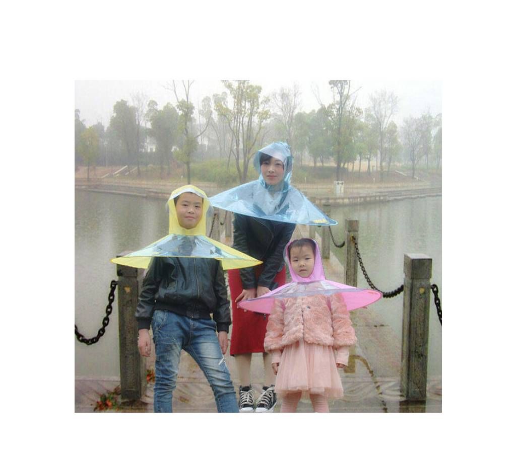 UFO Shape Folding Rain Coat Hood Cover Hands Free Portable Plastic Umbrella Hat