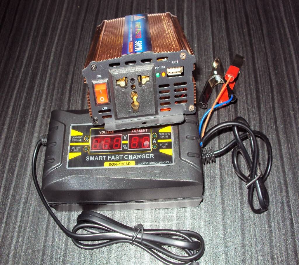 Power Inverter/IPS-600Watt & Battery Charger-6Amp Set