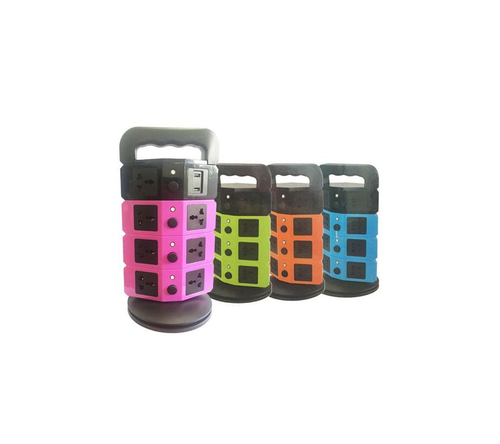 4 Layer Vertical Tower Socket with 2 USB Port