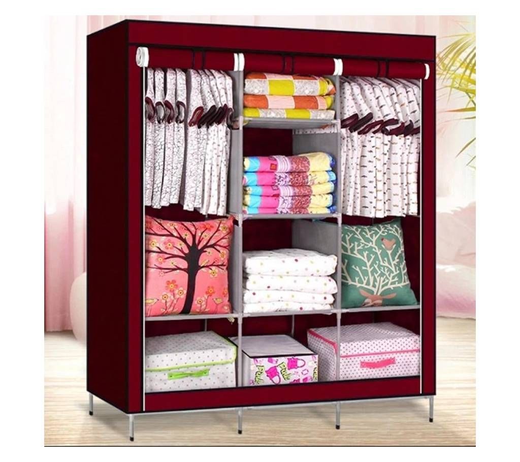 Wardrobe Closet Storage Organizer Clothes Rack - Maroon