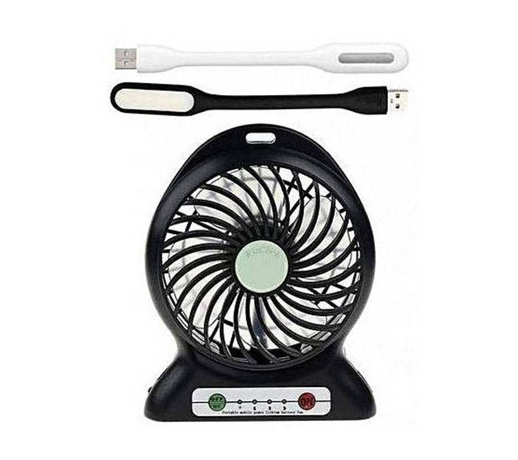 Rechargeable Mini Fan with 2 Pieces USB LED Light