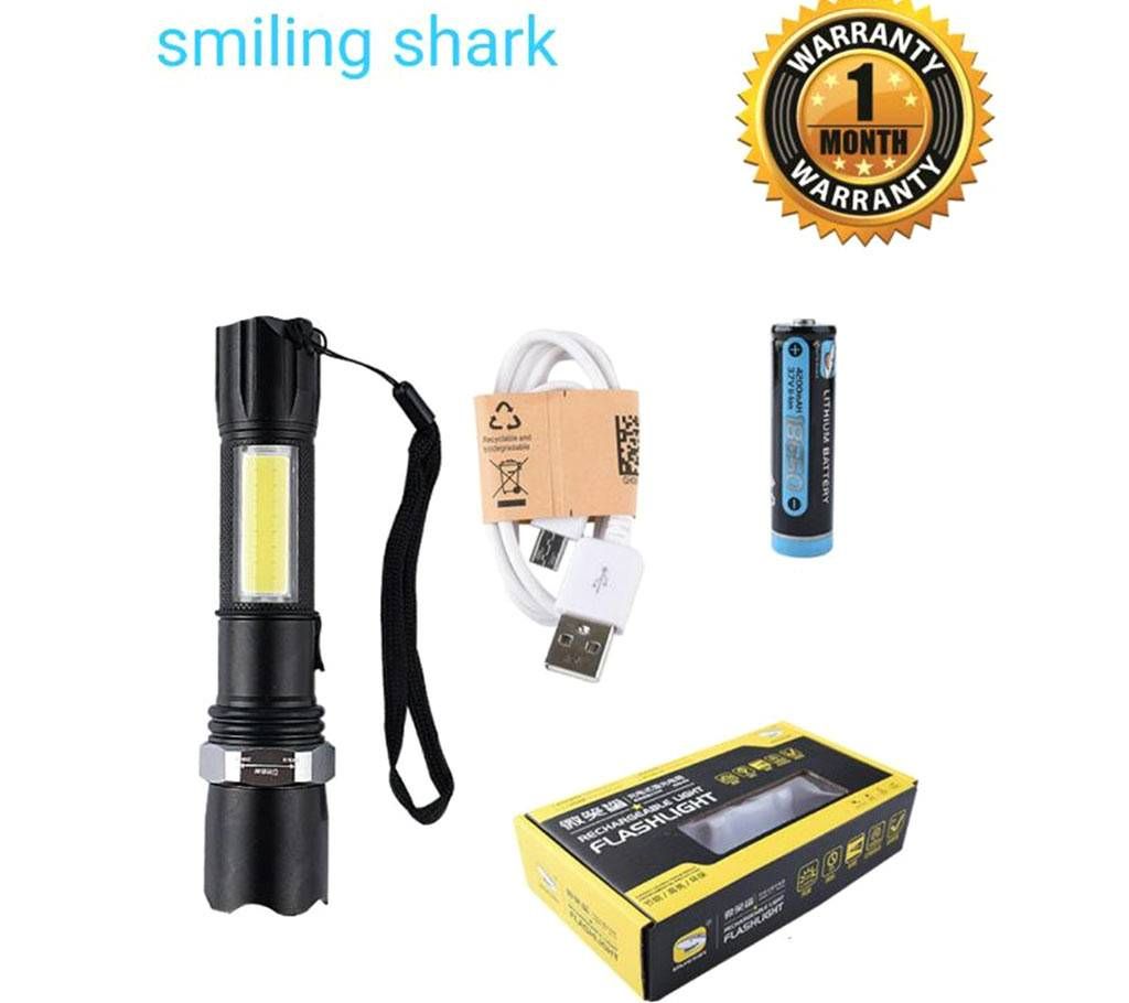 Sniling shark rechargeable waterproof Zooming flashlight 