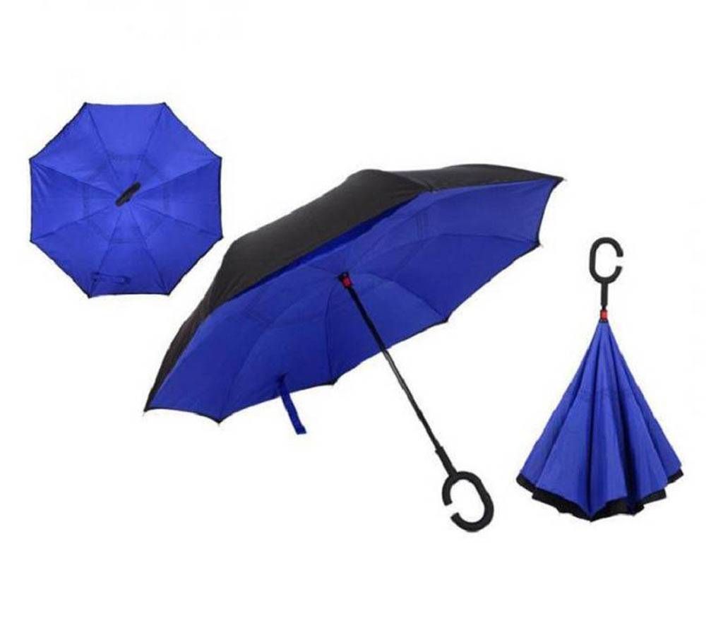 Windproof Inverted Umbrella - Navy Blue