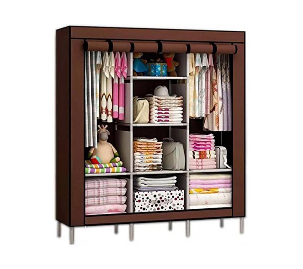 HCX Wardrobe Storage Organizer for Clothes - Big Size 3 part - brown