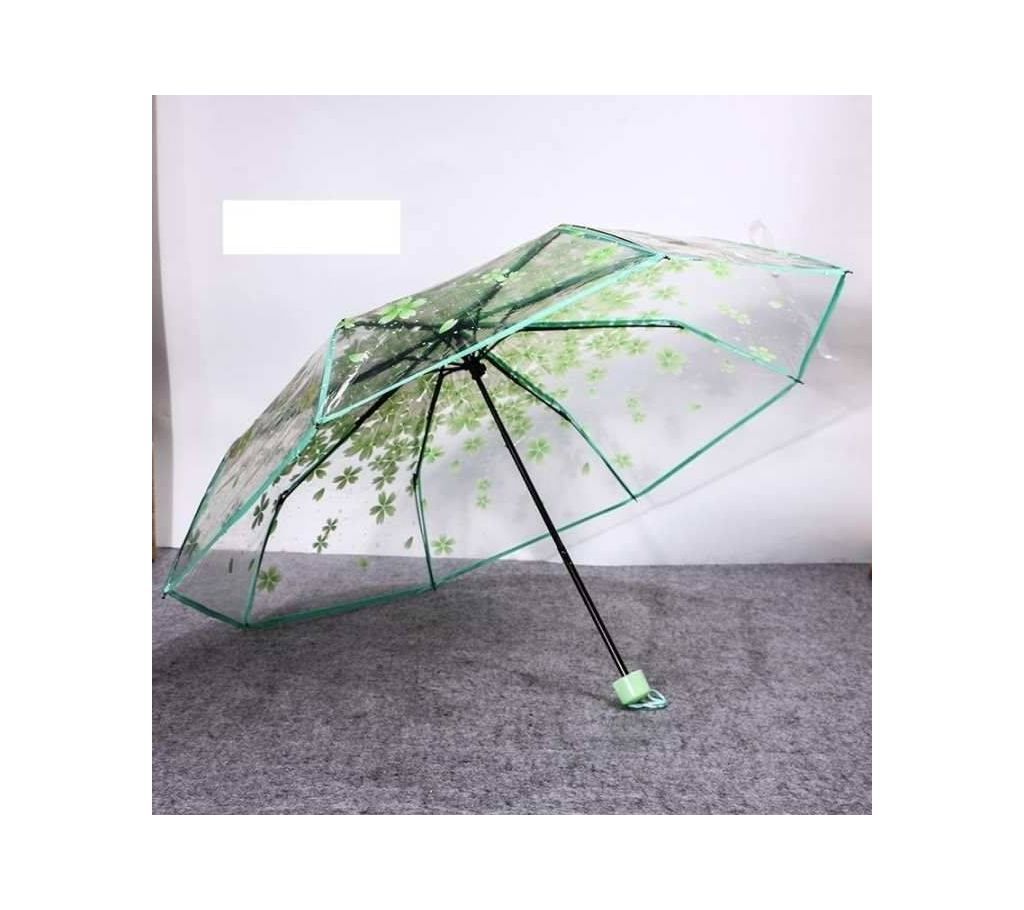 Transparent Auto-folded Umbrella- Lime Green