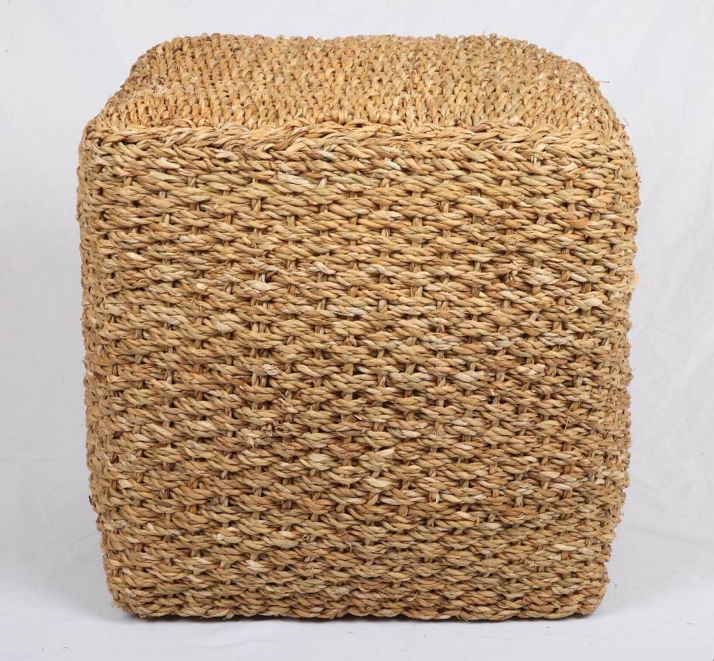 Handmade square shape hogla pouf