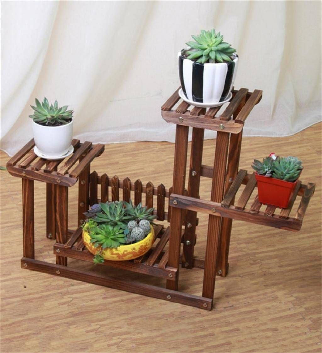 Wooden Trolley- 4 pcs tob and plant 