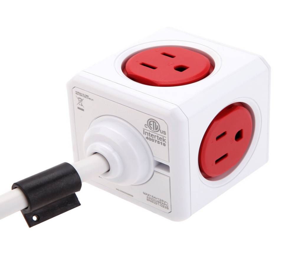 White and Red Powercube Multifunctional Adapter