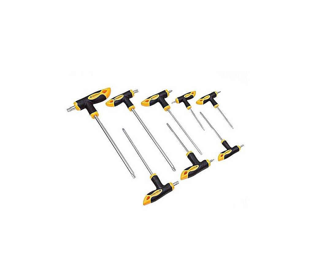 Tolsen 8PCS Torx T-handle Crv Screwdrivers Set - Silver