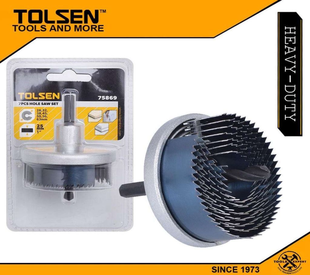 TOLSEN Heavy Duty 7pcs Hole Saw Set (25mm-1) 75869
