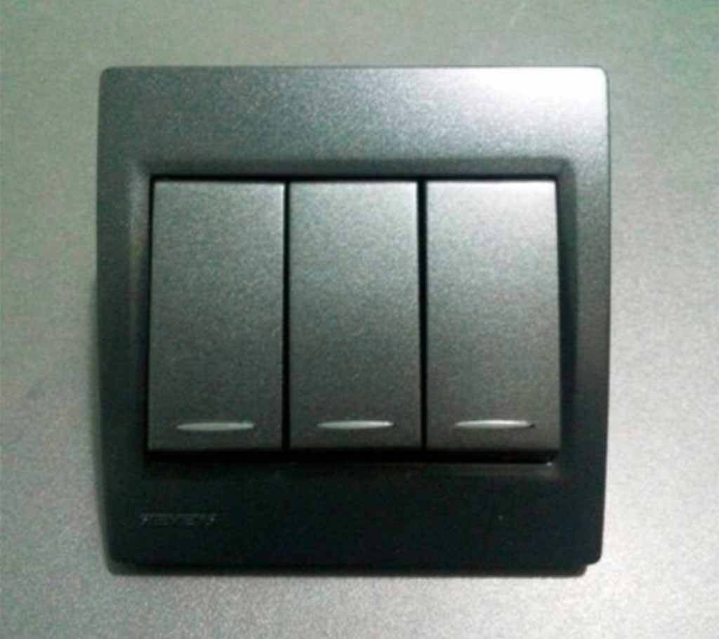 3 Gang Wall Switches, Black Color, Siemens