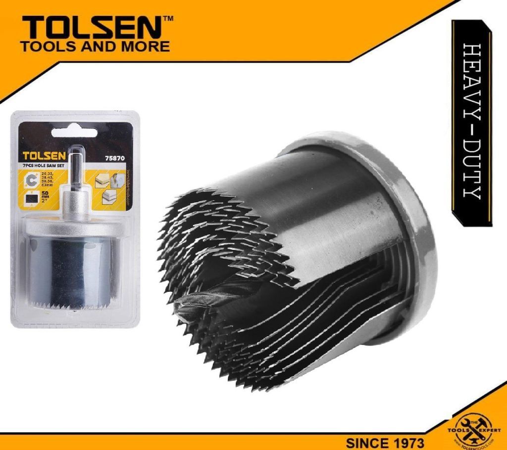 TOLSEN Heavy Duty 7pcs Hole Saw Set (50mm-2) 75870