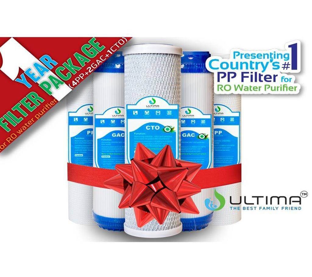 ULTIMA RO Water Purifier 1 Year Filter Package (4 PP, 2 GAC, 1 CTO)
