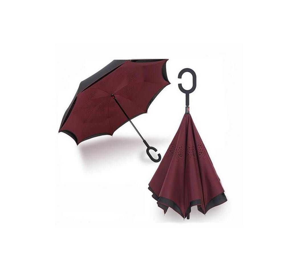 Windproof Inverted Umbrella - Maroon
