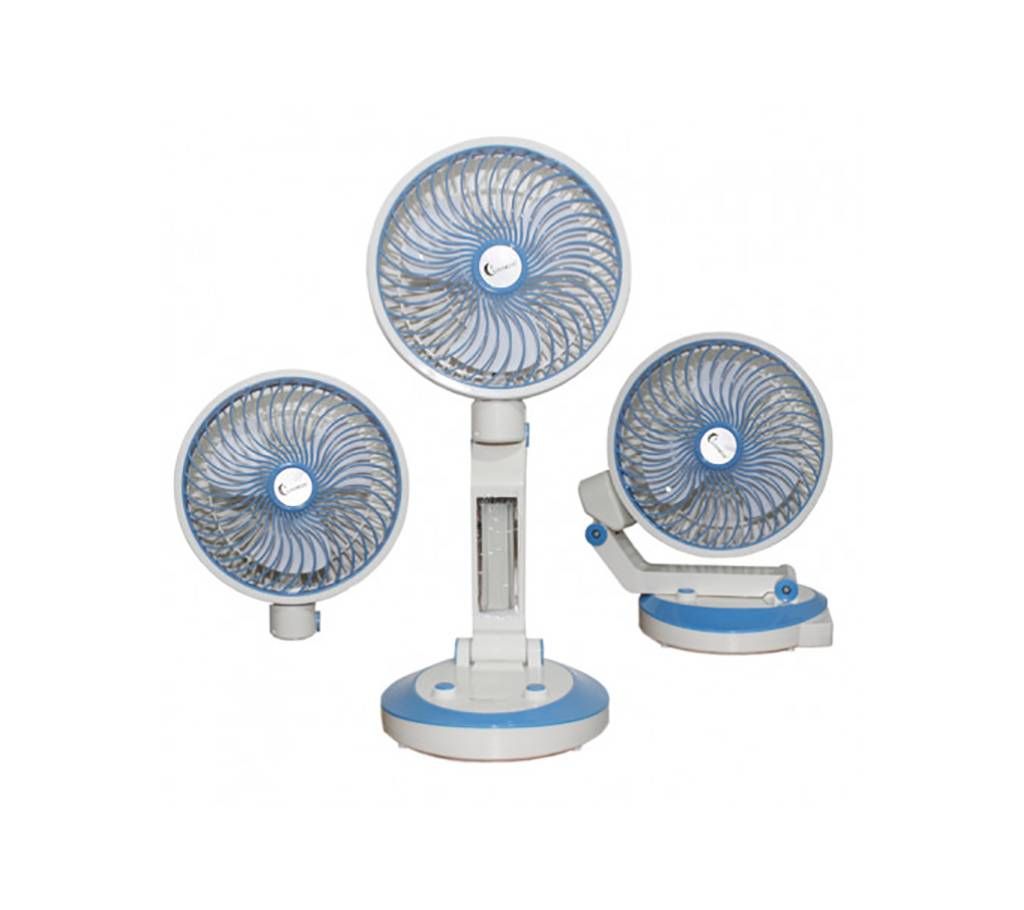 Portable Rechargeable Table Fan with Led Light Fold-able