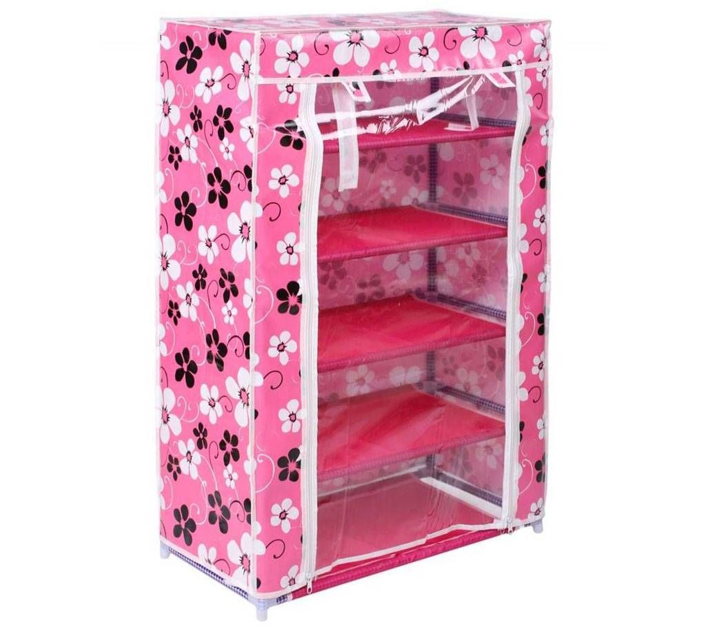 5 Layer Multipurpose Storage Rack Cum Shoe Rack With Cover Cupboard Foldable