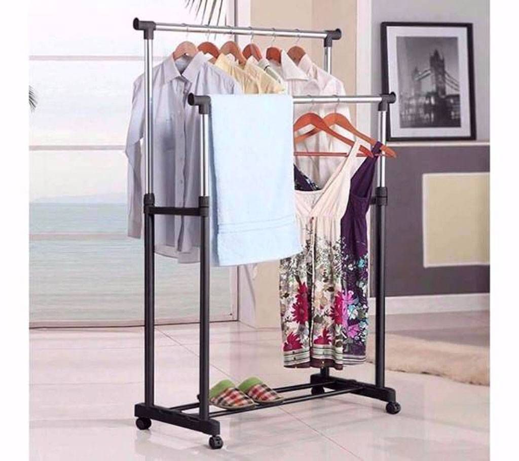 two layer Cloth hanging stand with Show Rack