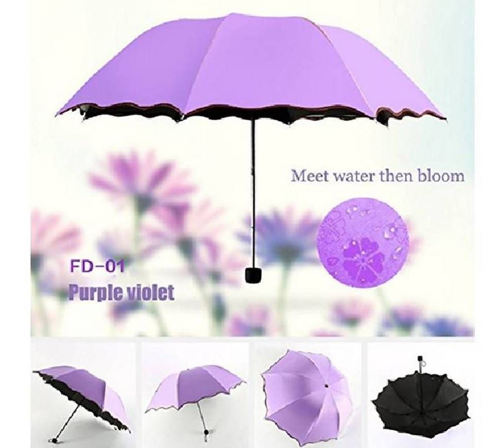 Magical Surface Sun & Rain Dual Protection Colorful Life Travel Umbrella- Purple