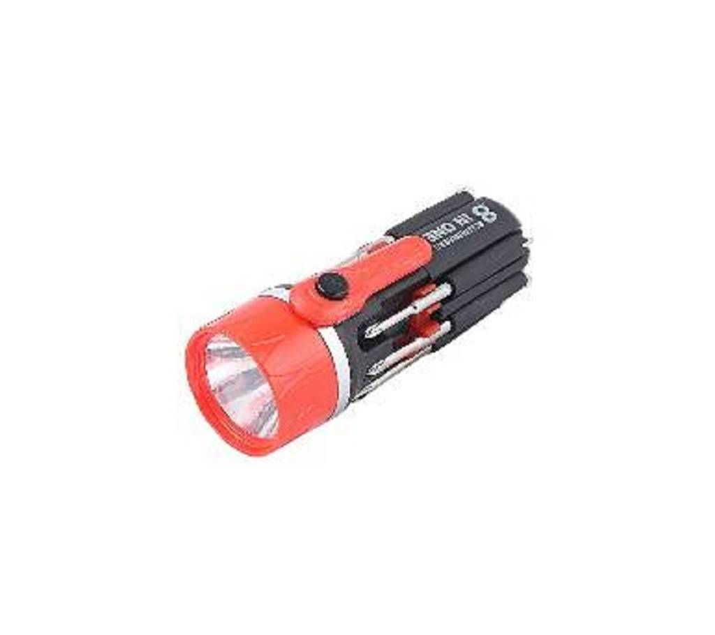 8 In 1 screw driver with torch light 