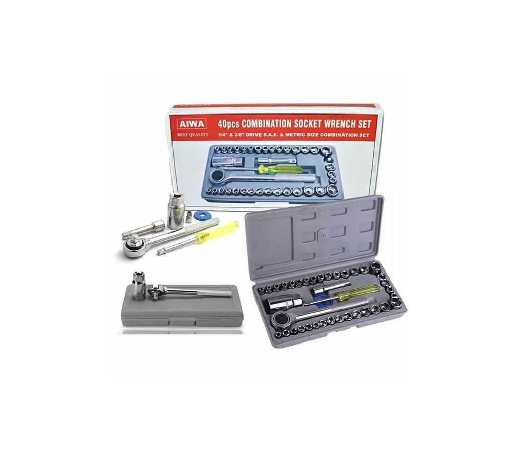 Aiwa 40 Pcs Multi Purpose Combination Socket Wrench Set With Box