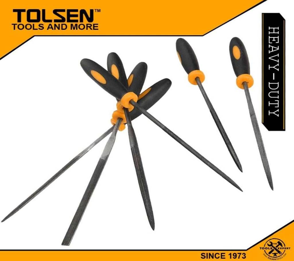 TOLSEN 6Pcs Needle File Set (3x100mm) TPR Handle 32046