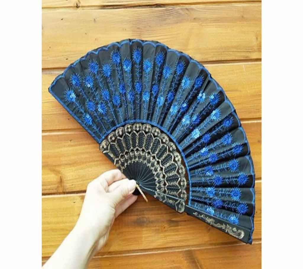 Embroidered Sequins Spanish Style Folding Flower Lace  Hand Fans-1Pcs
