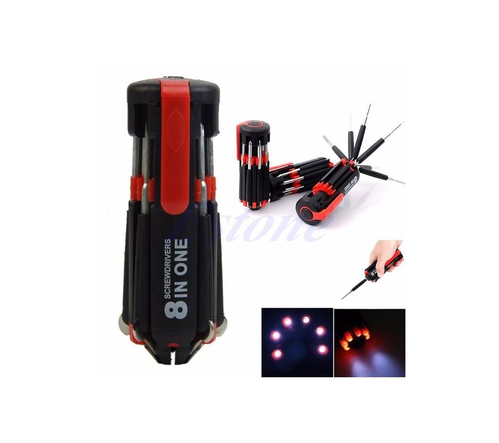 8 in 1 Multi Portable Screwdriver With Torch light