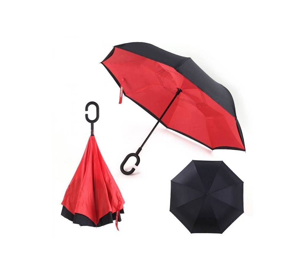 Windproof Inverted Umbrella - Red