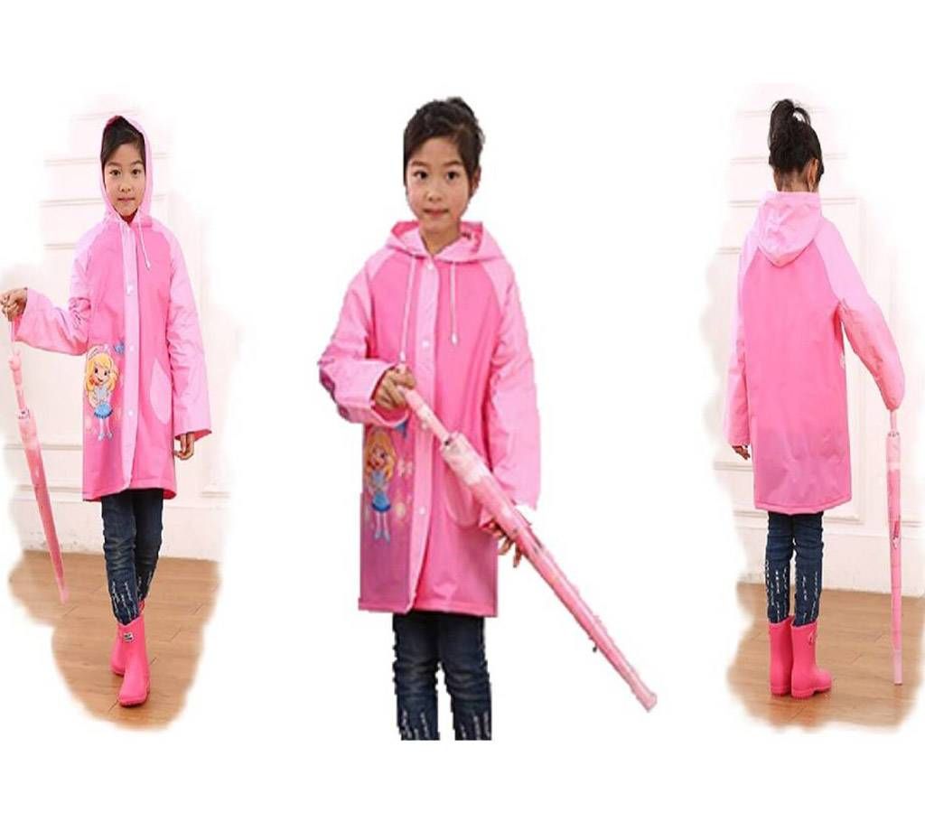 Cute Cartoon Kids Non Toxic PVC Raincoat - Pink