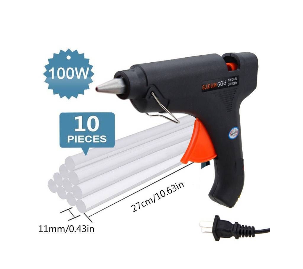 Hot Melt Glue gun 100w + 10Pcs Glue Strick 11 Inch