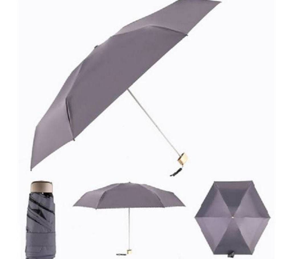 Ultra Light Flat Design Mini Pocket 5 Fold Umbrella Sun-Rain Dual Protection-Gray 