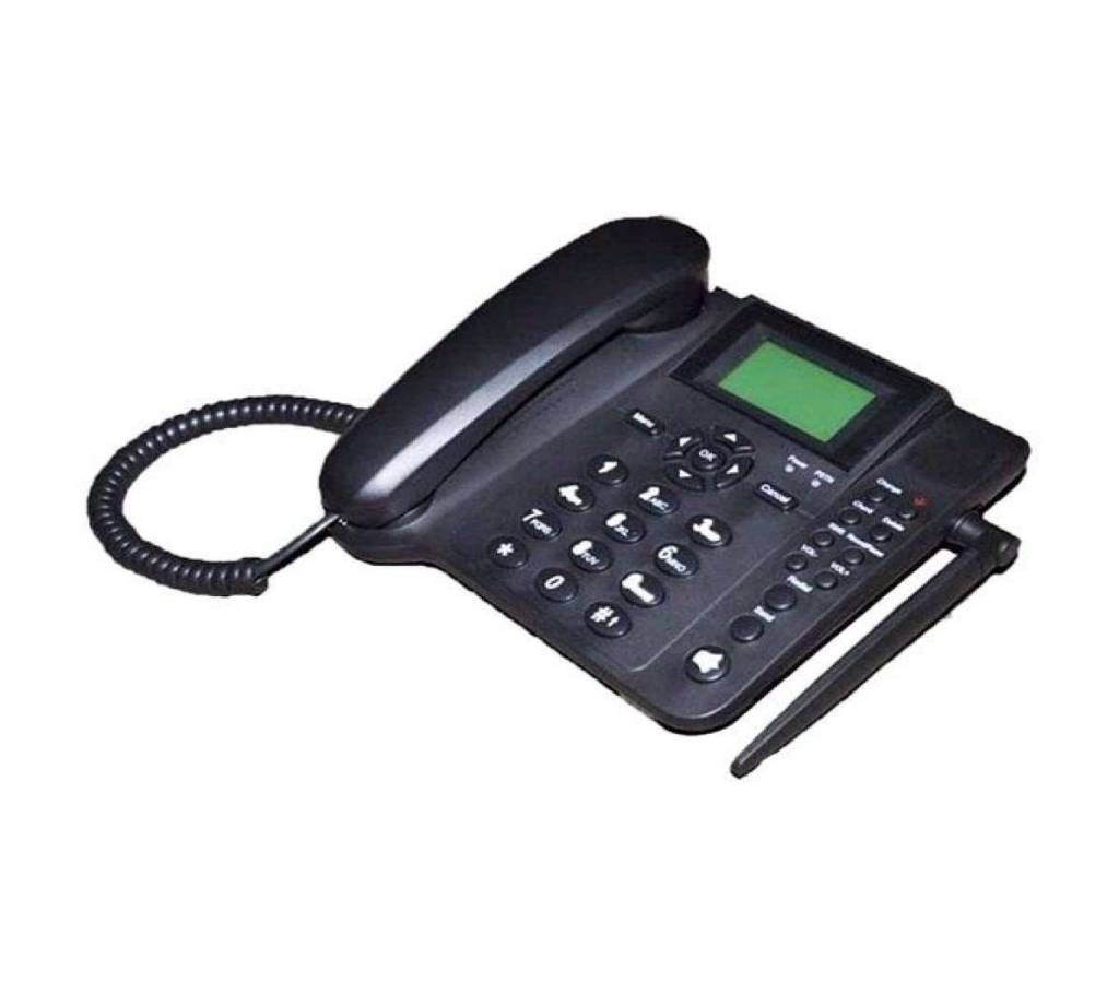 Black Dual SIM Rechargeable GSM Land Phone Set