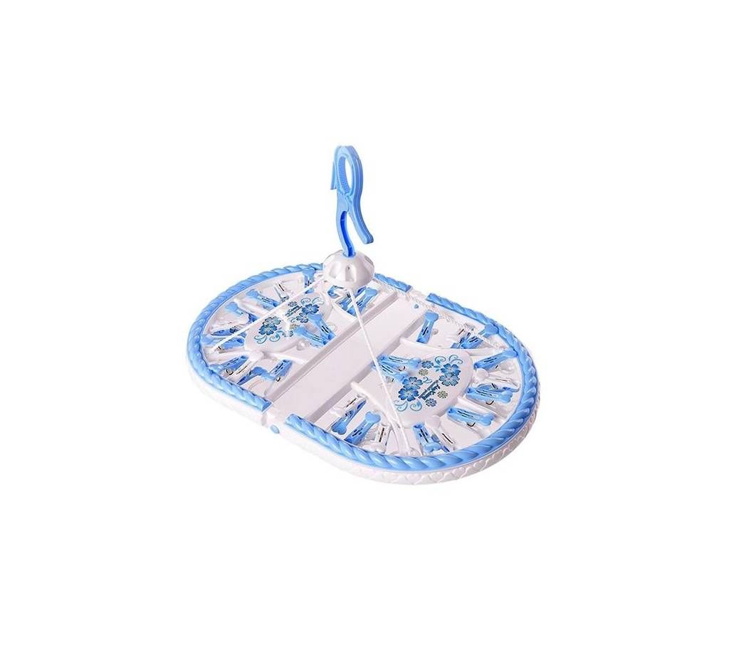 Plastic Fold-able Portable Cloth Hanger - Blue