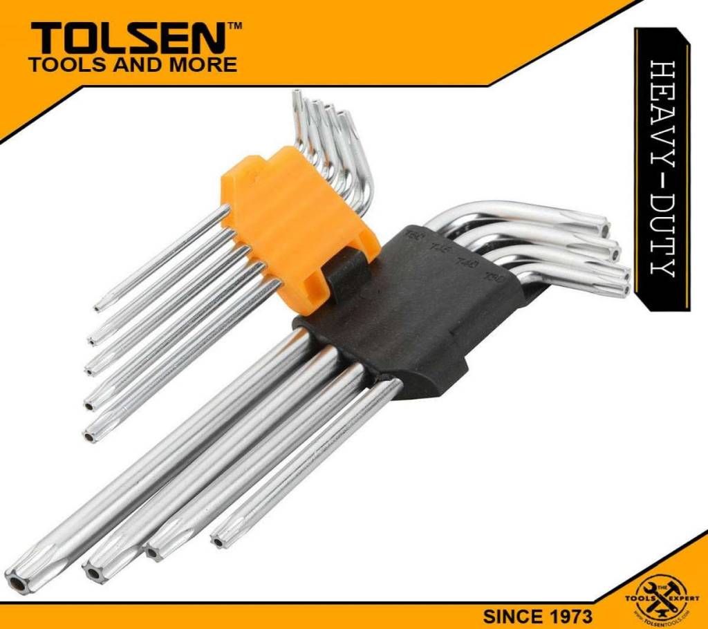 TOLSEN 9pc Torx Long Arm Allen Hex Key Set 20056