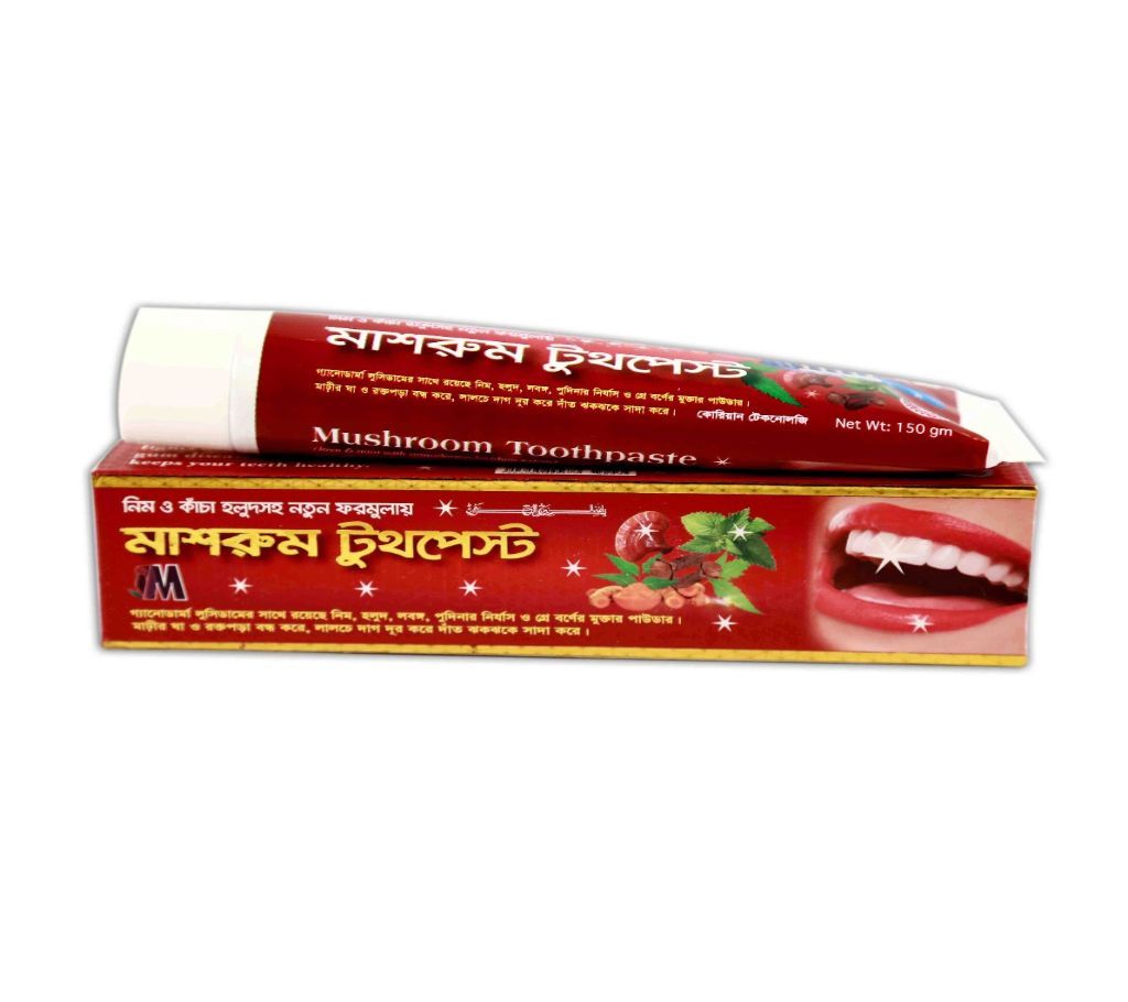 Mushroom toothpaste, brightens teeth