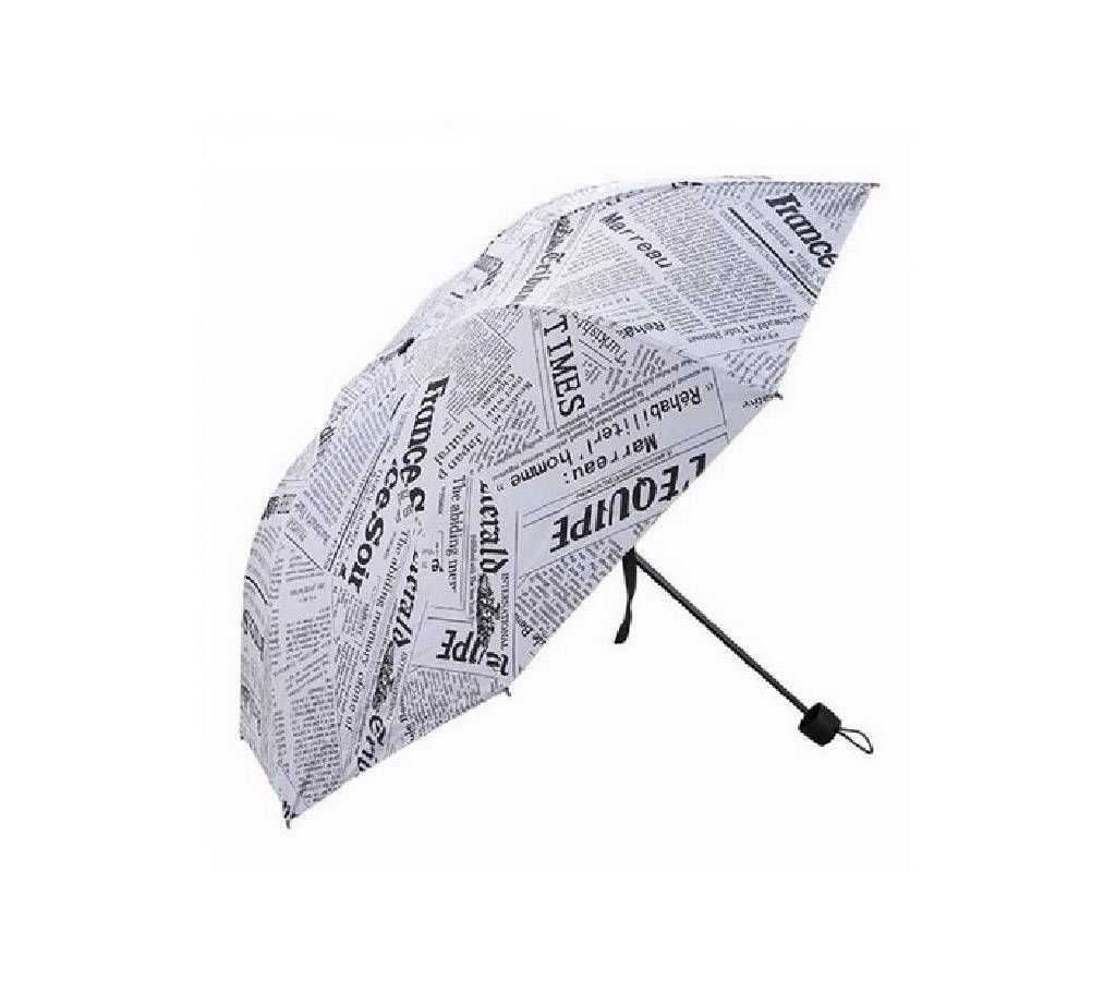 White Fast Drying Portable Newspaper Print Umbrella