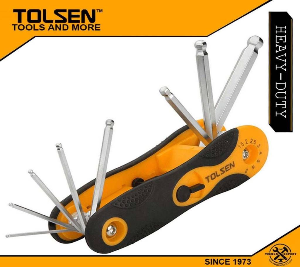 TOLSEN 8pcs Folding Ball Point Allen Hex Key Set (1.5/2/2.5/3/4/5/6/8mm) 20058