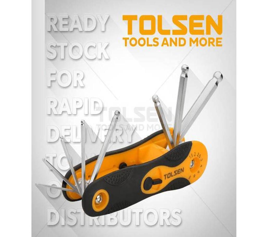 TOLSEN 8pcs Folding Torx Star Allen Hex Key Set (T9/T10/T15/T20/T25/T27/T30/T40) 20059