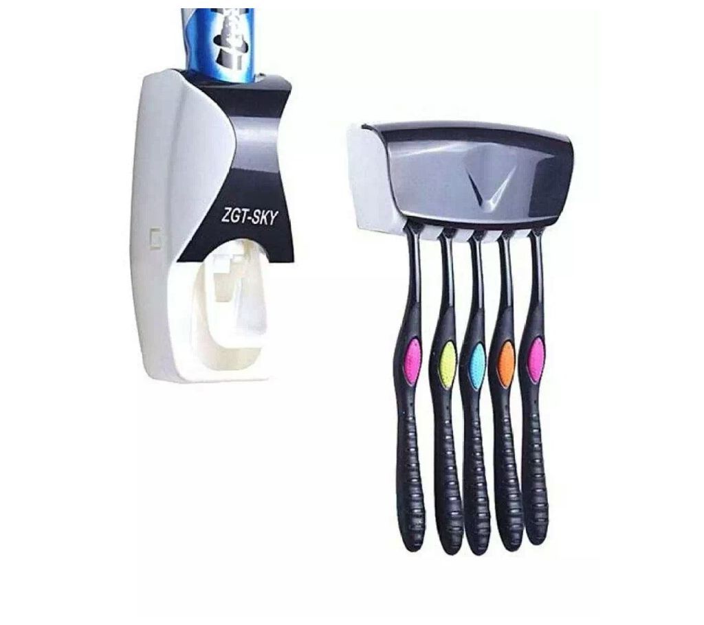 Automatic Toothpaste Dispenser with Toothbrush Holder - Multicolor