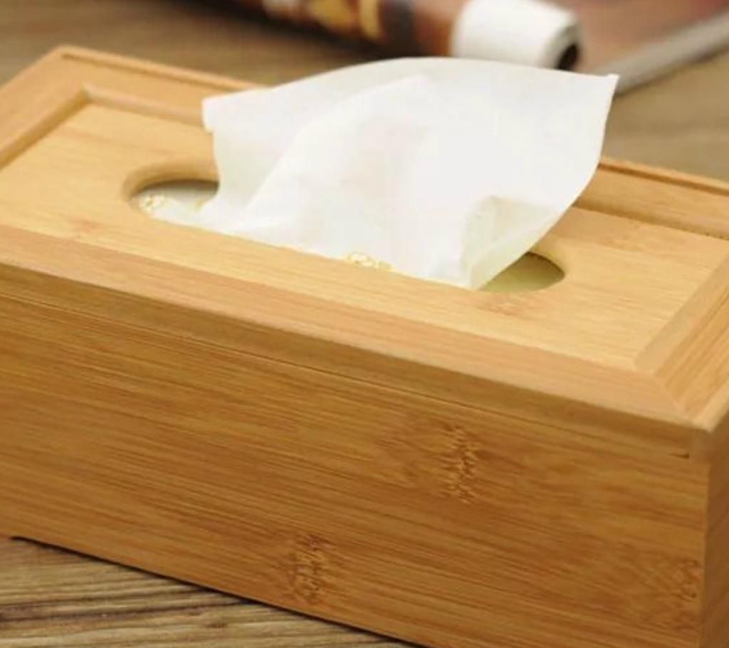 Rustic bamboo tissue box cover wood drawer