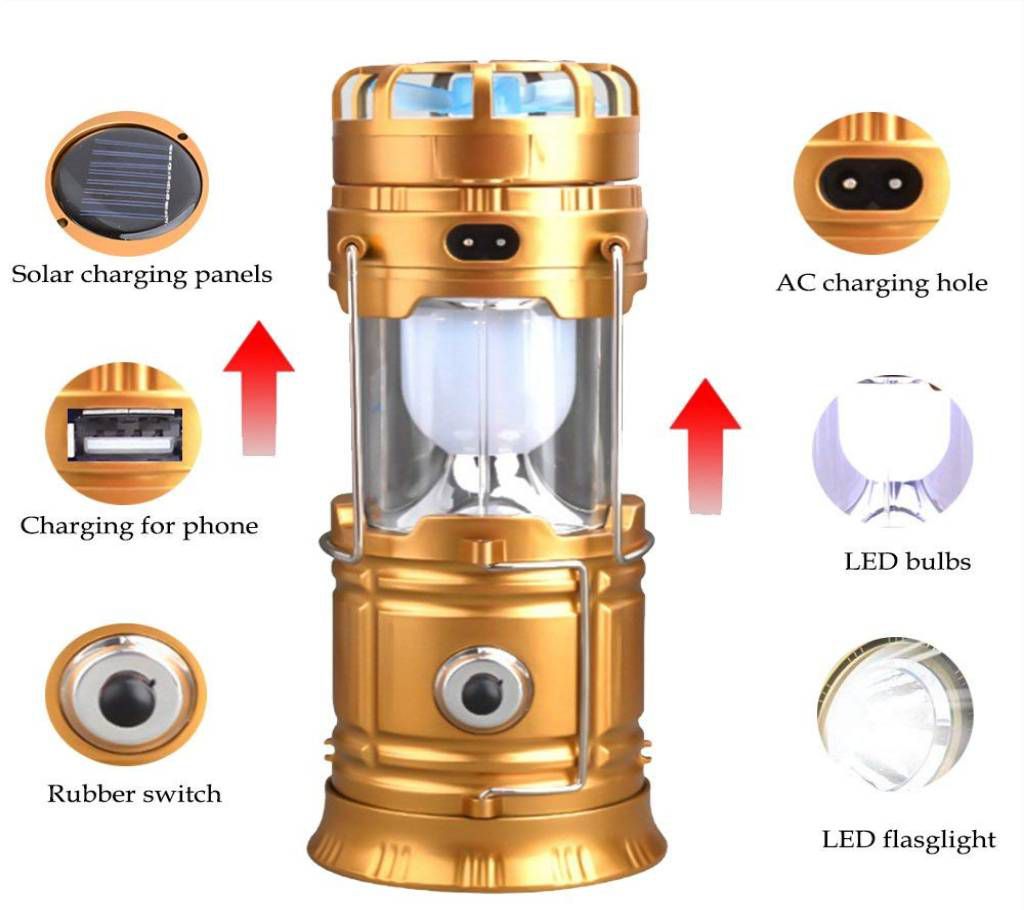 Portable Solar Outdoor LED Camping Lantern with Fan